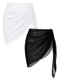 Oudiya 2 Pack Women Beach Sarongs Sheer Chiffon Bikini Wrap Skirt Cover Ups for Swimwear, S-XXL