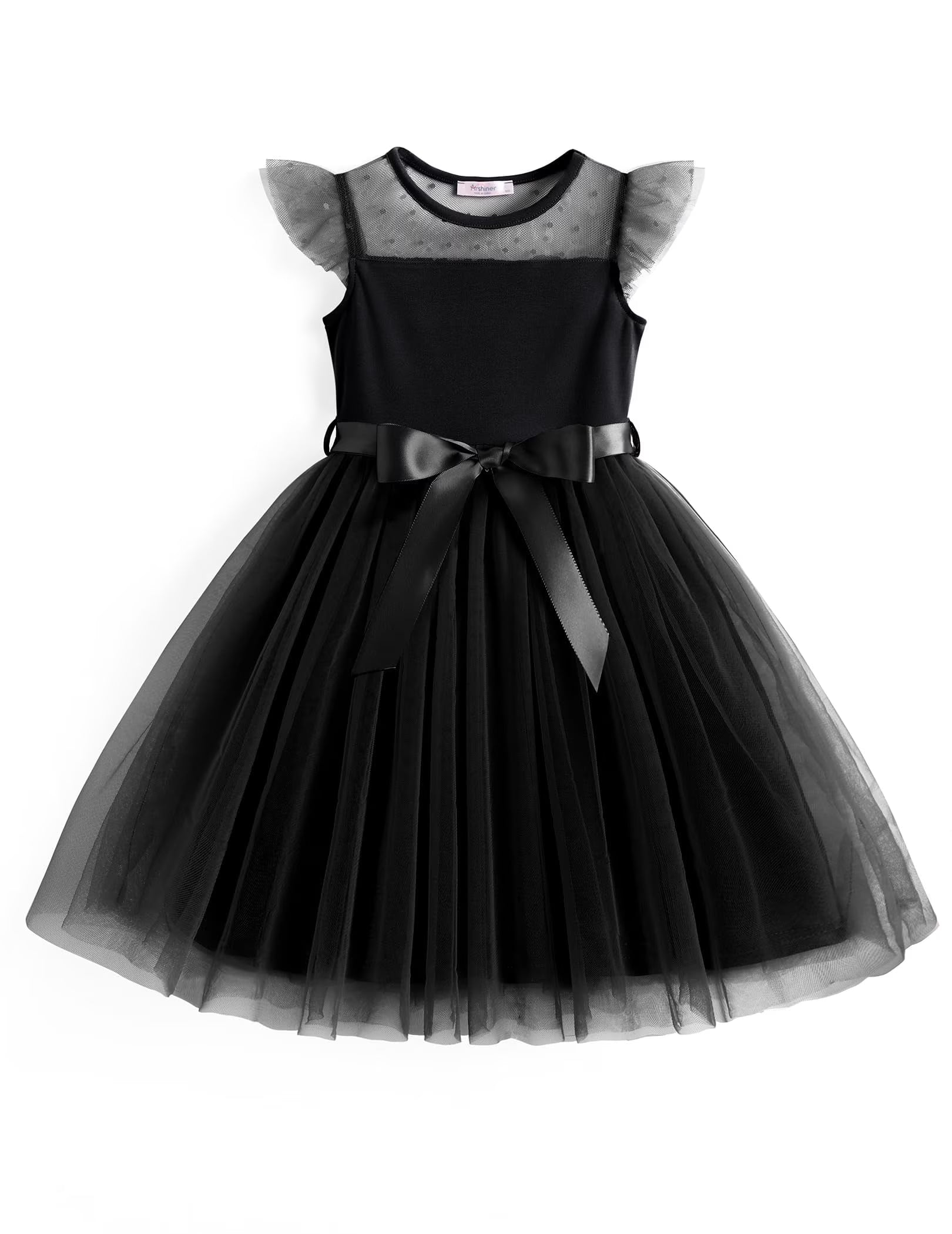 Oudiya Toddler Girls Tutu Dress Summer Contrast Mesh Party Dresses Cute Princess Tulle Sundress with Belt 2-8Y
