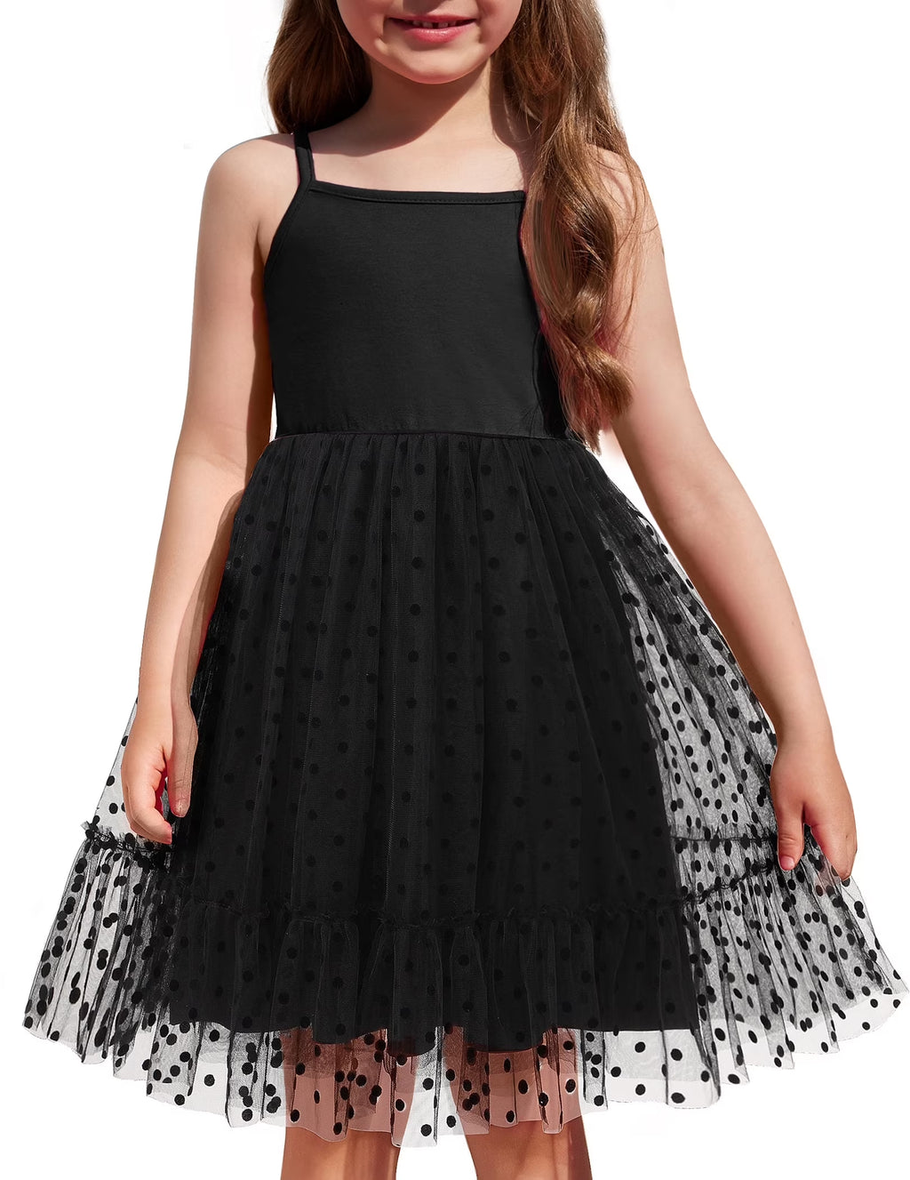 Oudiya Toddler Girls Tutu Party Dress Tulle Ruffle Hem Cami Summer Dress for Kids 2-6Y