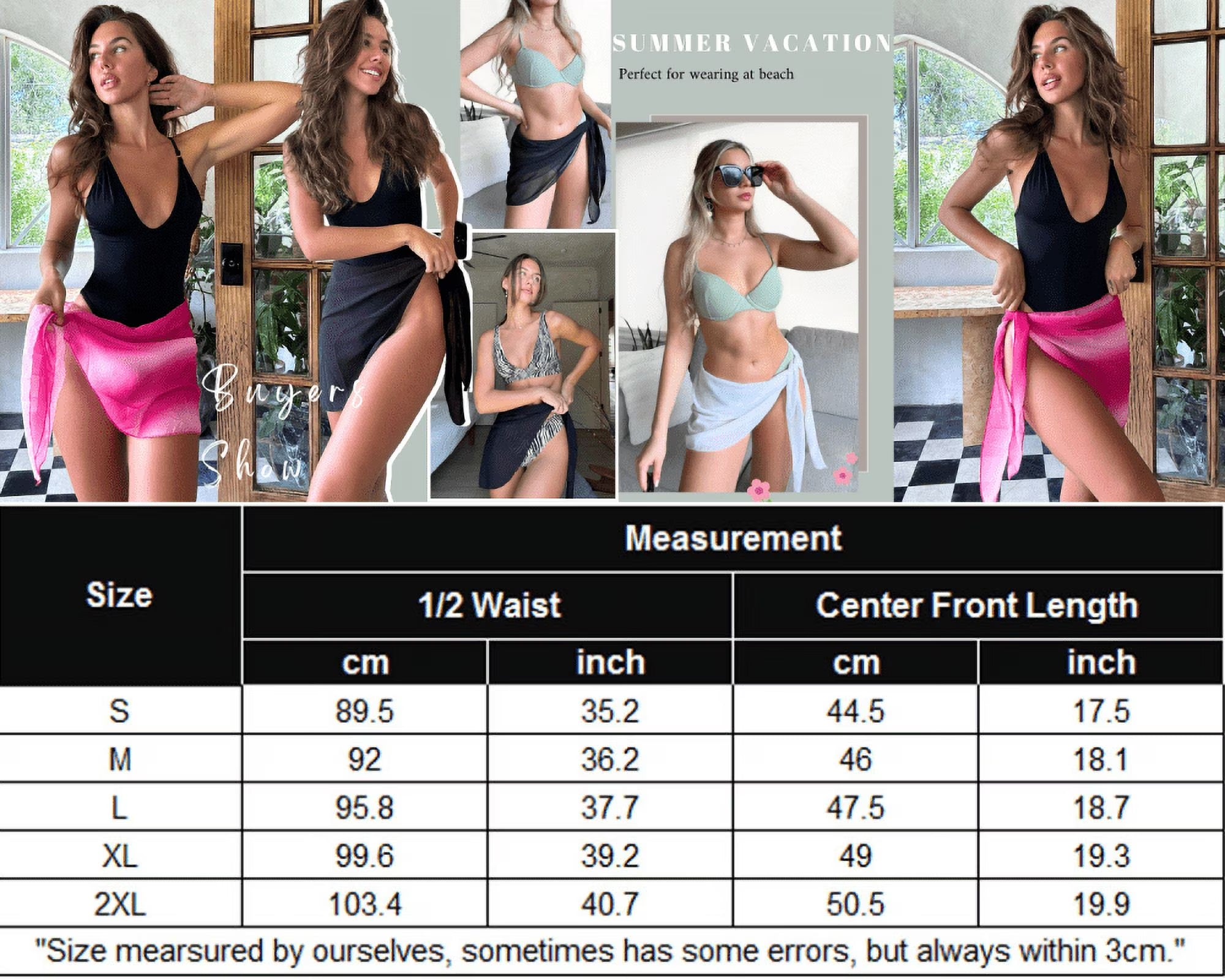 Oudiya 2 Pack Women Beach Sarongs Sheer Chiffon Bikini Wrap Skirt Cover Ups for Swimwear, S-XXL