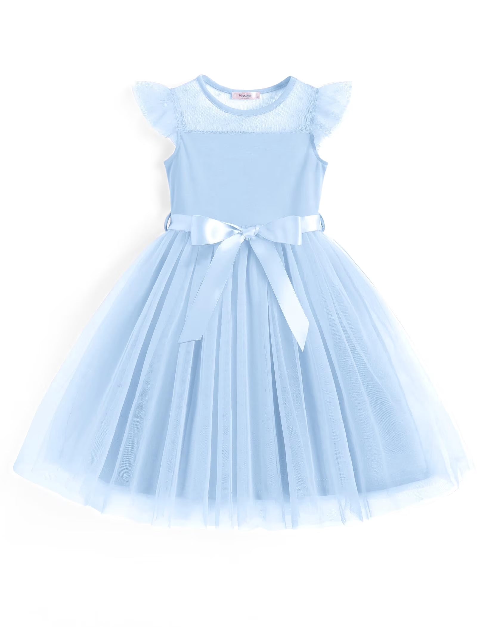 Oudiya Toddler Girls Tutu Dress Summer Contrast Mesh Party Dresses Cute Princess Tulle Sundress with Belt 2-8Y