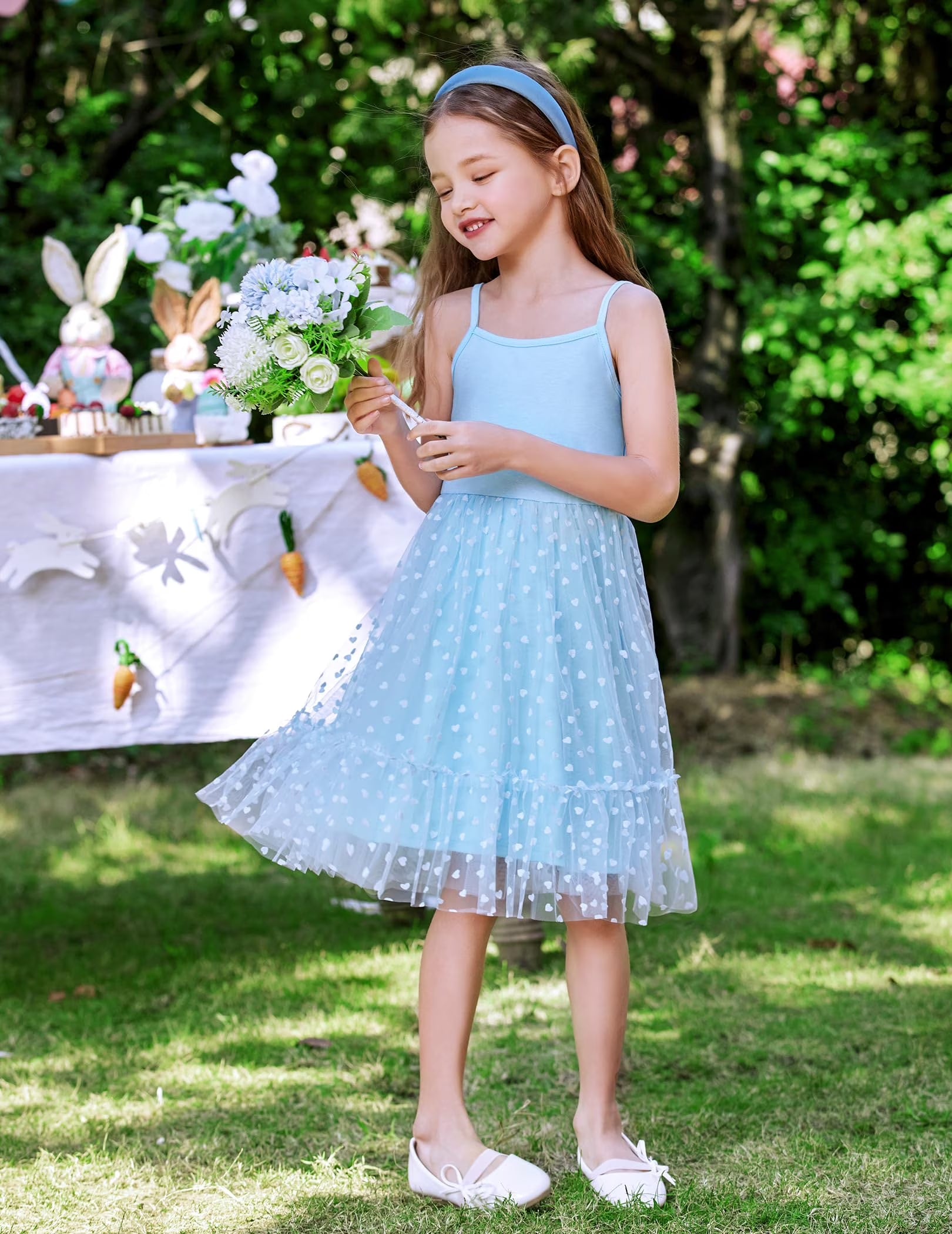 Oudiya Toddler Girls Tutu Party Dress Tulle Ruffle Hem Cami Summer Dress for Kids 2-6Y