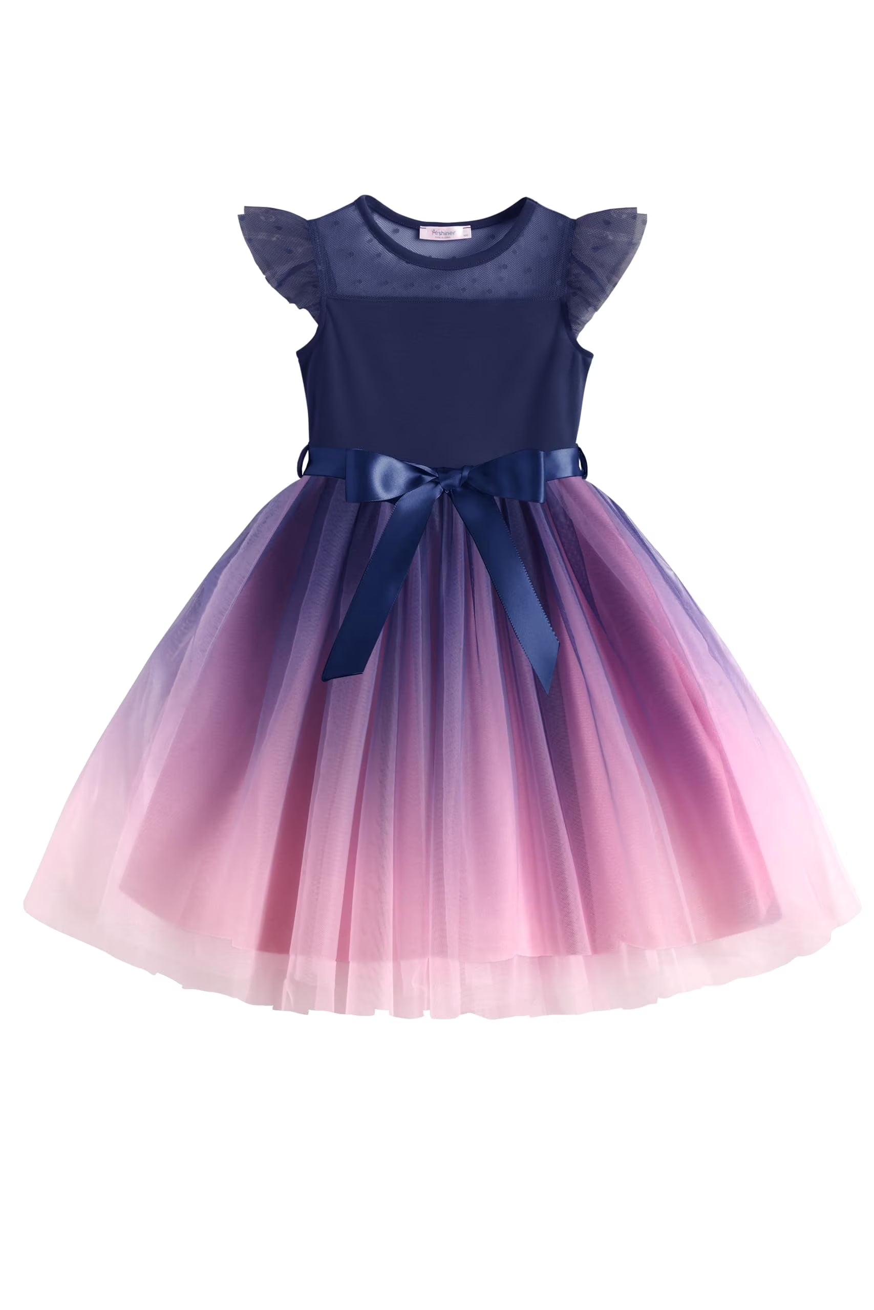 Oudiya Toddler Girls Tutu Dress Summer Contrast Mesh Party Dresses Cute Princess Tulle Sundress with Belt 2-8Y
