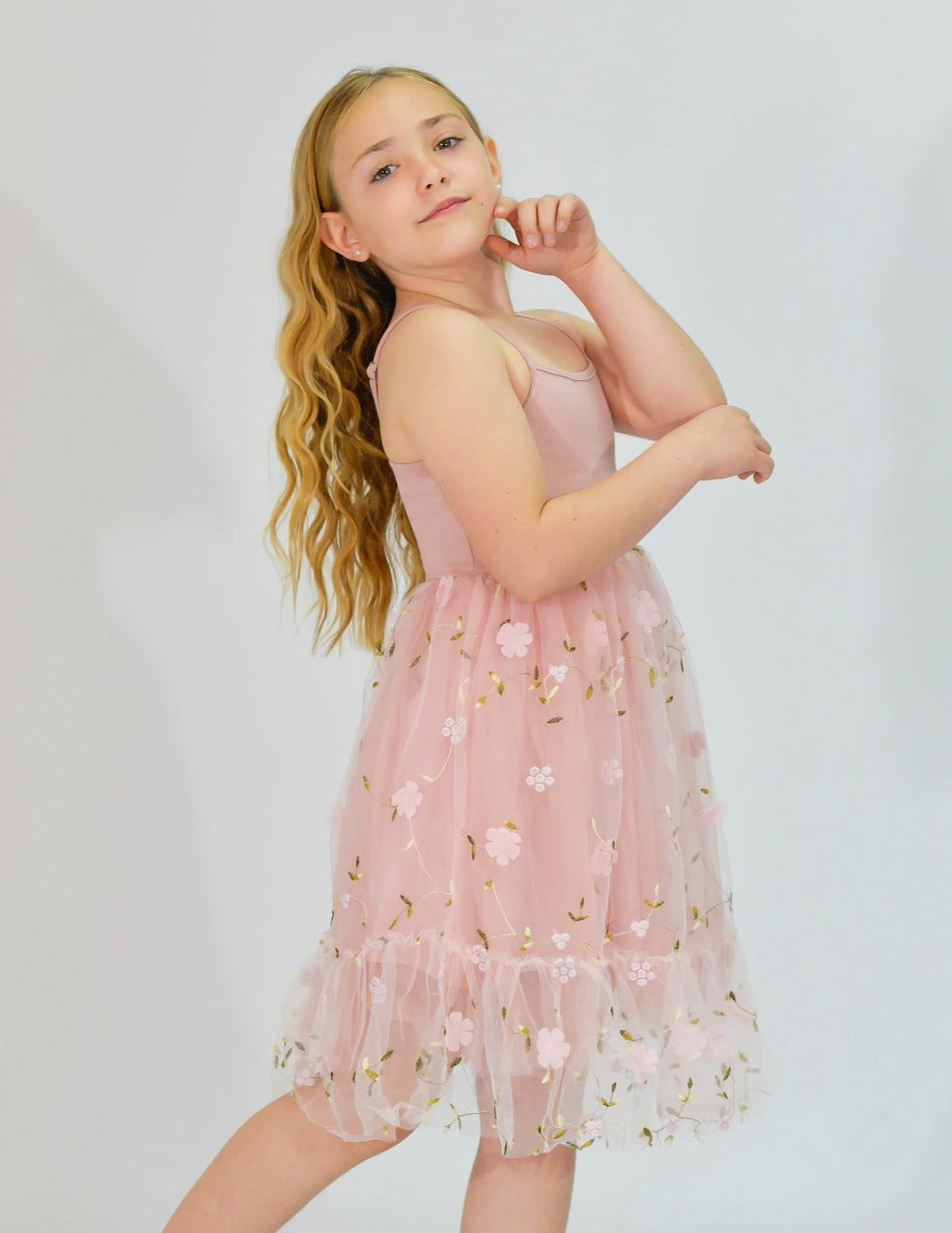 Oudiya Toddler Girls Tutu Party Dress Tulle Ruffle Hem Cami Summer Dress for Kids 2-6Y