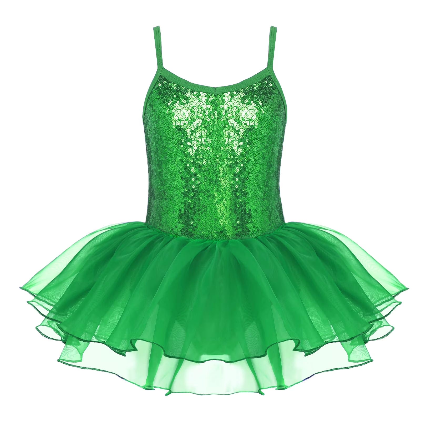Oudiya Little Girls Tutu Ballet Leotard Sequin Sparkly Strap Dress Ballerina Outfit Dance Costume for Kids 3-11Y