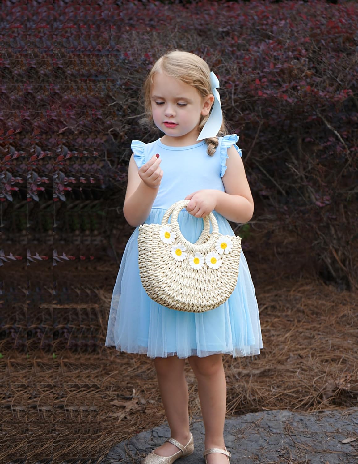 Oudiya Toddler Girls Tutu Dress Fluffy Ruffle Sleeve Dresses Summer Casual Tulle Party Sundress for Kids 6-7Y