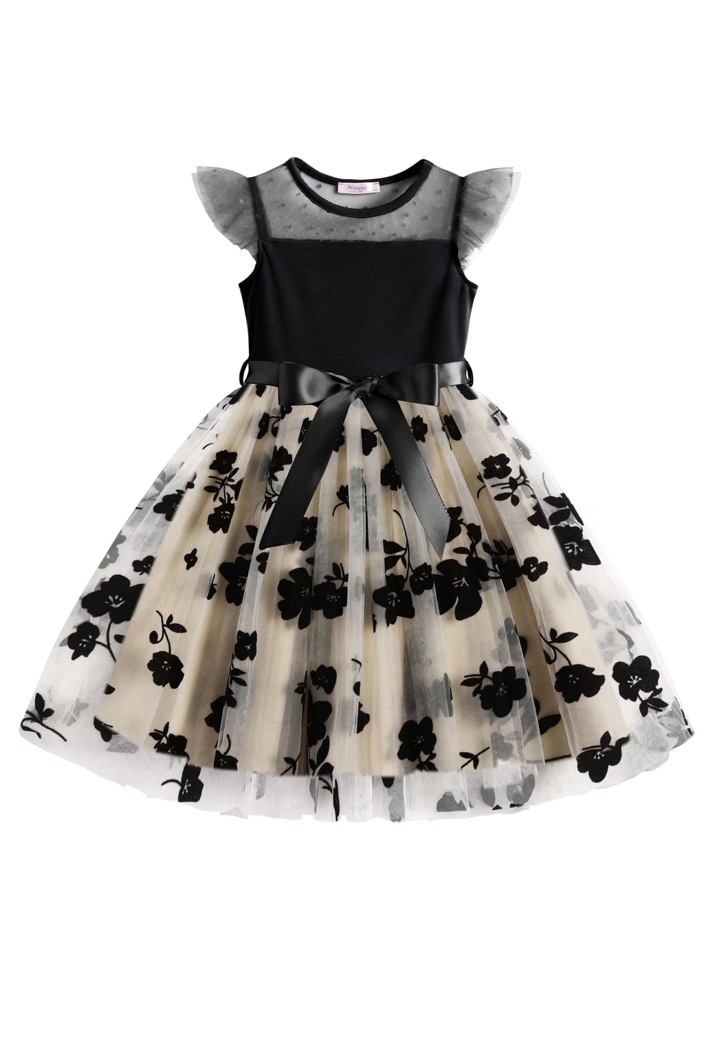 Oudiya Toddler Girls Tutu Dress Summer Contrast Mesh Party Dresses Cute Princess Tulle Sundress with Belt 2-8Y