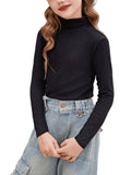 Oudiya Girls Sweater Turtleneck Long Sleeve Knit Shirt Pullover Tops for Kids 6-14Y