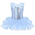 Oudiya Girls Ballet Leotards Sequin Sleeveless Mesh Tutu Dress Toddler Ballerina Dance Outfits, 2-9Y