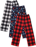 Oudiya Boys Pajama Pants 3 Pack Sleep Pants Soft Elastic Waist Kids Pajama Bottoms Plaid Lounge Pants with 2 Pockets