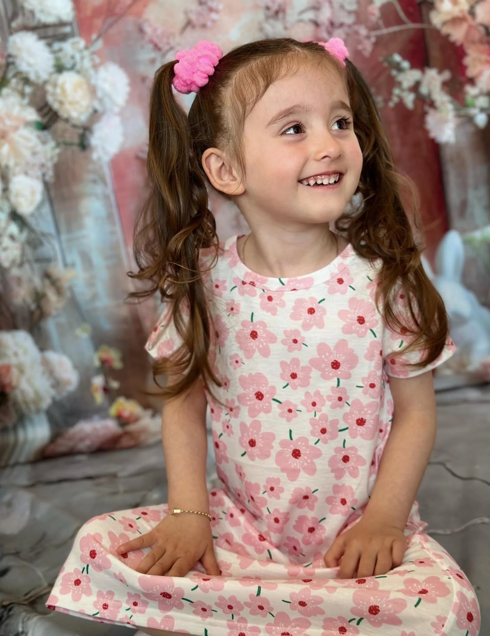 Oudiya Girls Short Sleeve Nightgowns Soft Print Pajamas Sleepwear Nighties for Kids 4-12