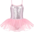 Oudiya Little Girls Tutu Ballet Leotard Sequin Sparkly Strap Dress Ballerina Outfit Dance Costume for Kids 3-11Y