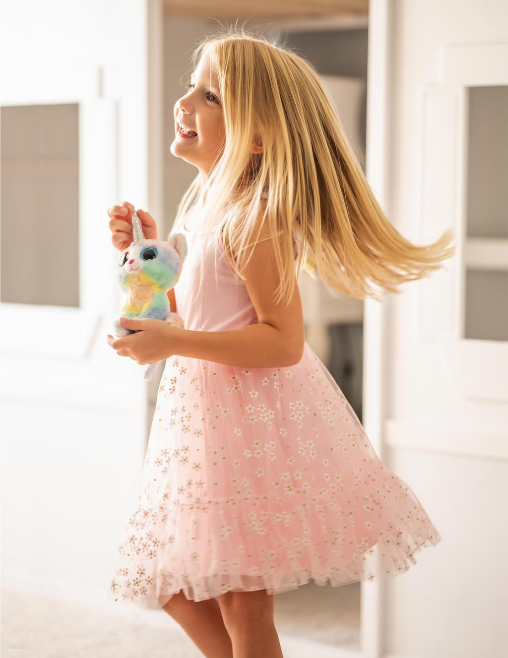 Oudiya Toddler Girls Tutu Party Dress Tulle Ruffle Hem Cami Summer Dress for Kids 2-6Y
