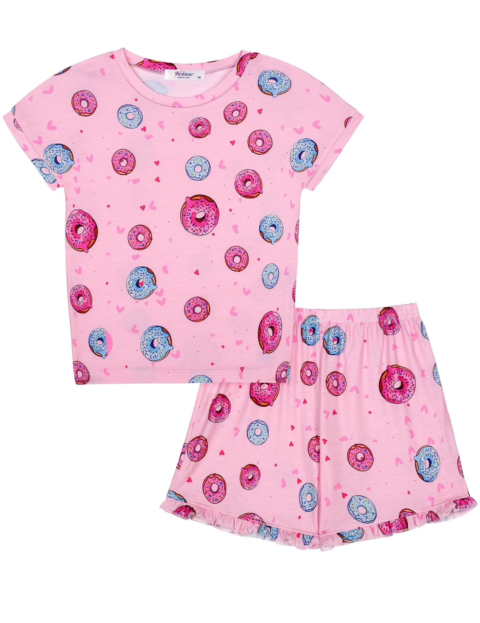 Oudiya Girls 2 Piece Tie Dye Pajamas Set Summer Trendy Outfit Lounge Set Kids Sleepwear