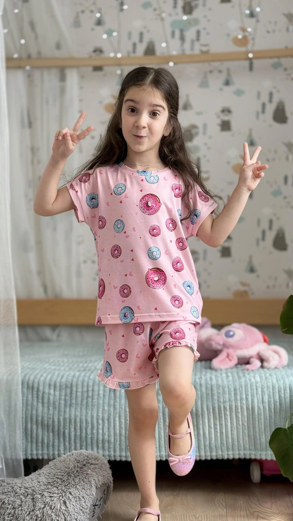 Oudiya Girls 2 Piece Tie Dye Pajamas Set Summer Trendy Outfit Lounge Set Kids Sleepwear