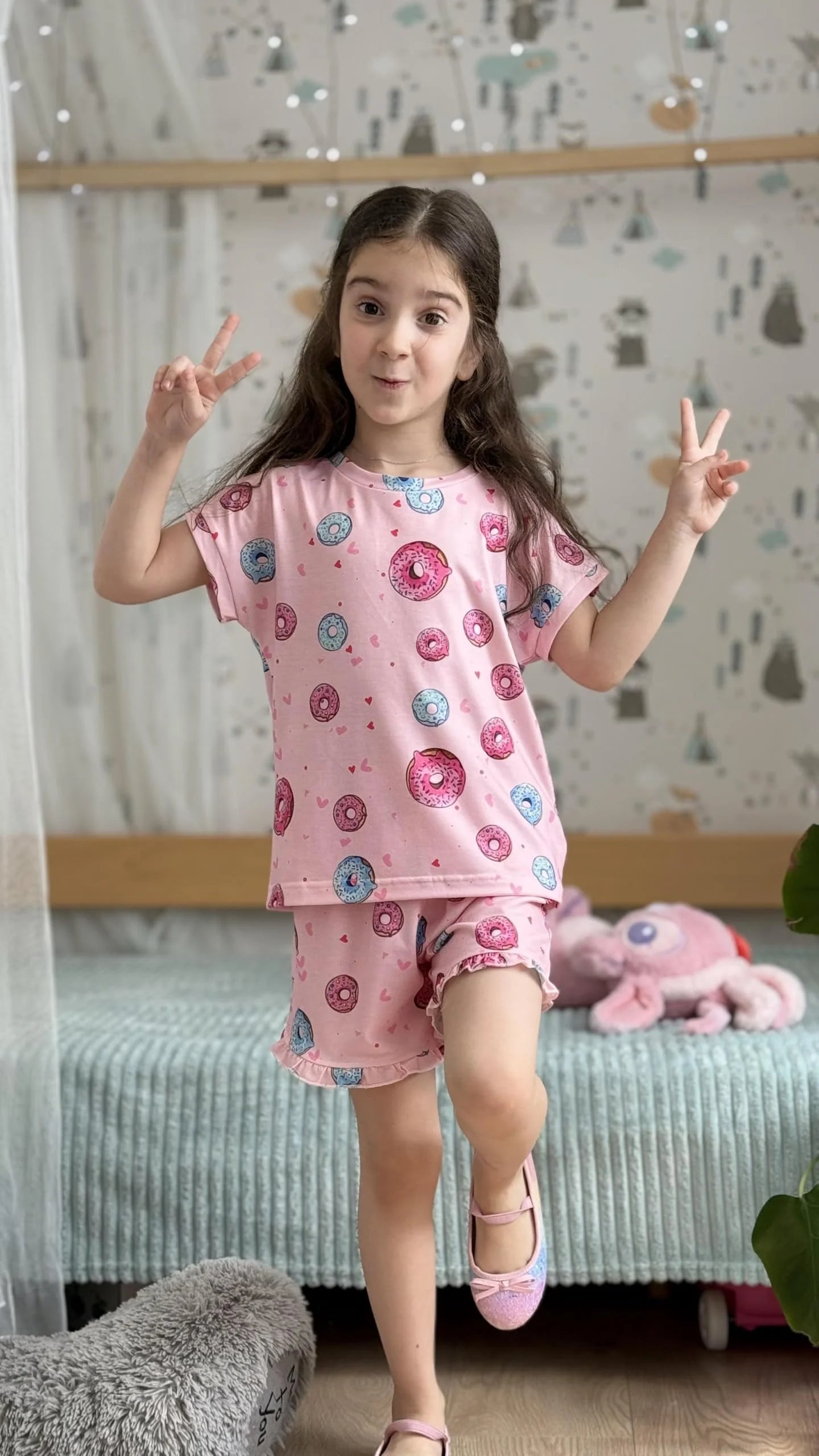 Oudiya Girls 2 Piece Tie Dye Pajamas Set Summer Trendy Outfit Lounge Set Kids Sleepwear