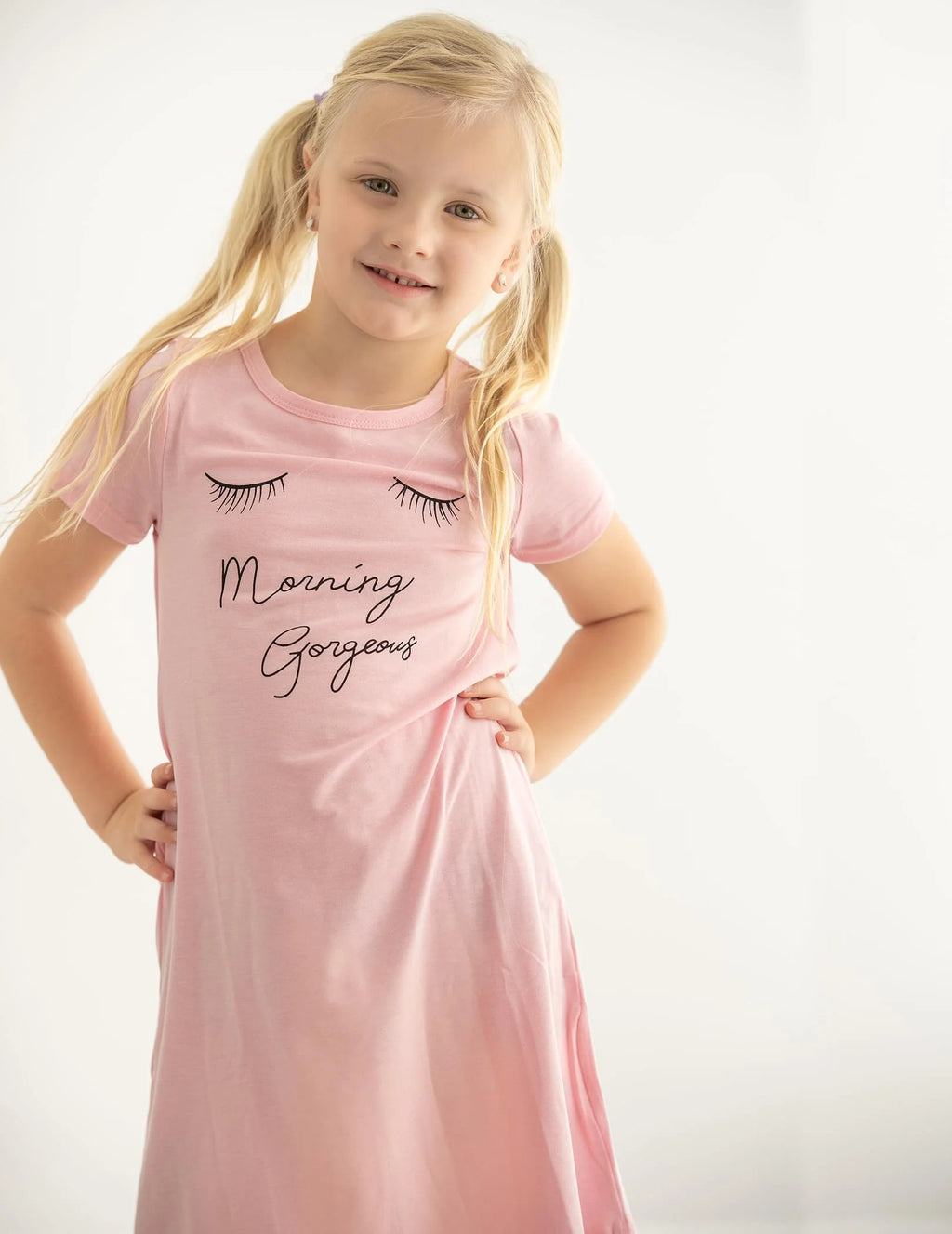 Oudiya Girls Short Sleeve Nightgowns Soft Print Pajamas Sleepwear Nighties for Kids 4-12