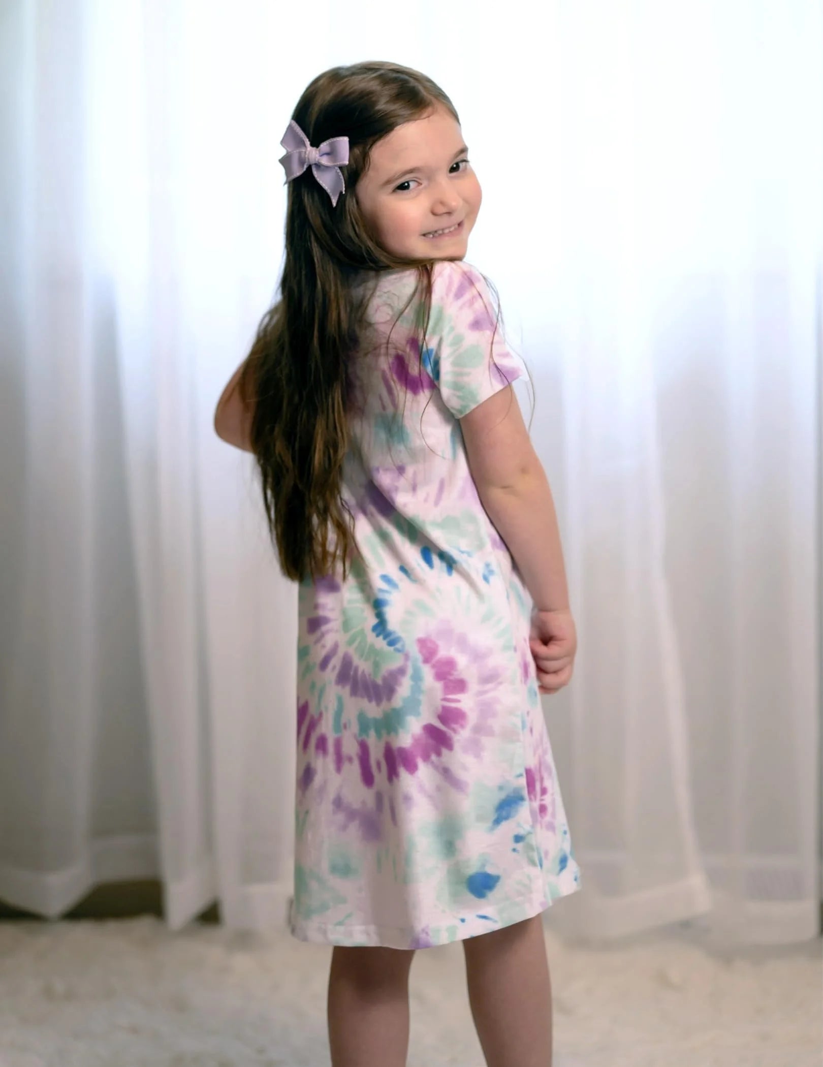 Oudiya Girls Short Sleeve Nightgowns Soft Print Pajamas Sleepwear Nighties for Kids 4-12