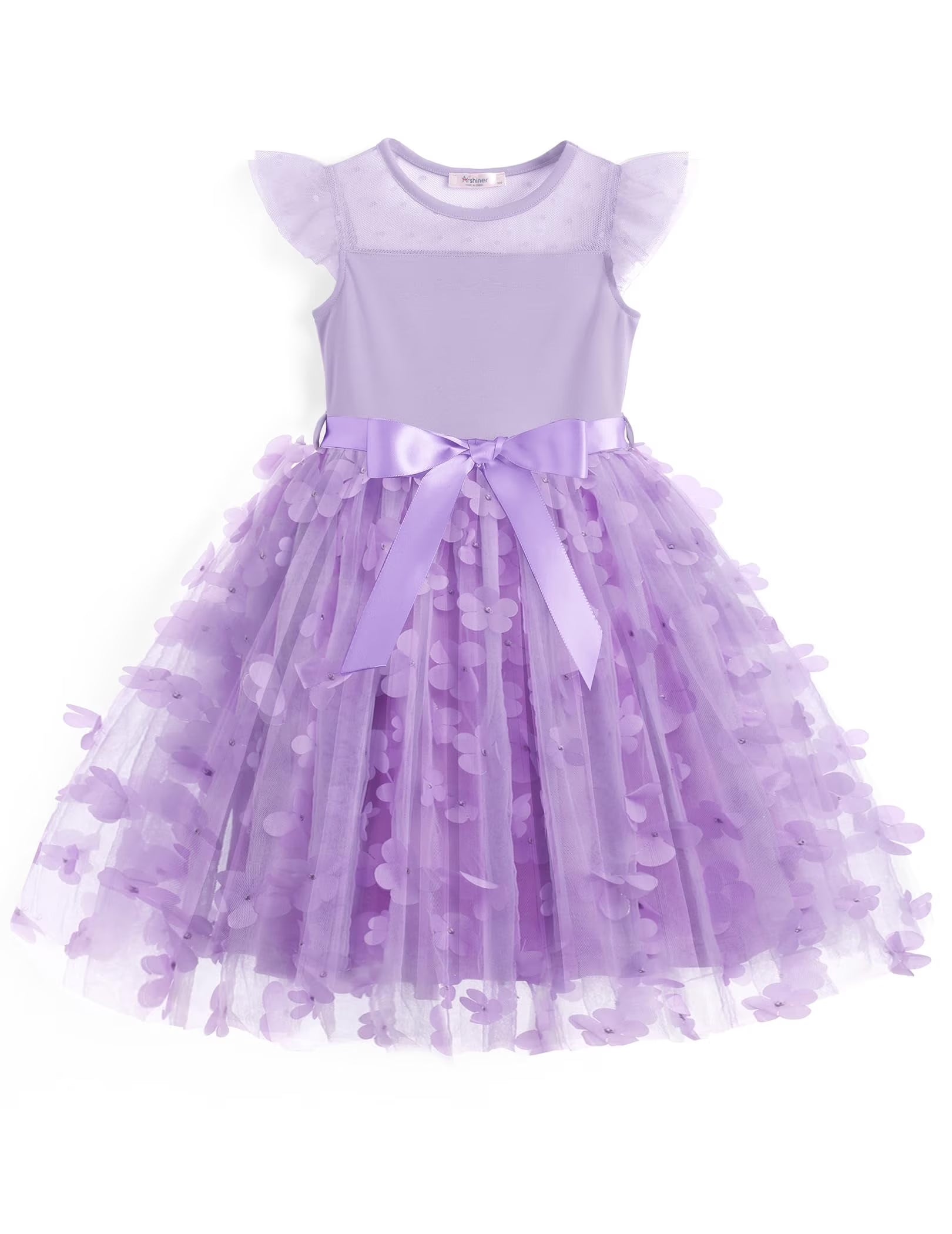 Oudiya Toddler Girls Tutu Dress Summer Contrast Mesh Party Dresses Cute Princess Tulle Sundress with Belt 2-8Y