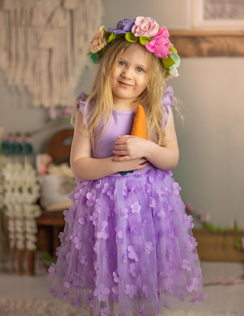 Oudiya Toddler Girls Tutu Dress Fluffy Ruffle Sleeve Dresses Summer Casual Tulle Party Sundress for Kids 6-7Y