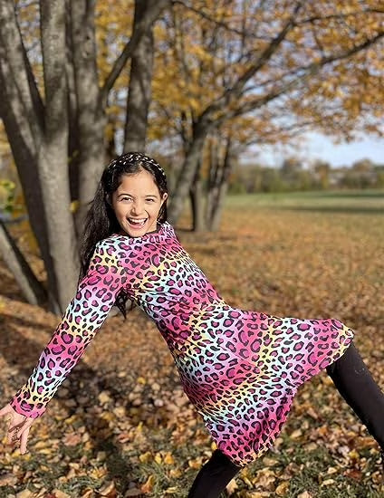 Oudiya Girls Long Sleeve Nightgowns Soft Print Pajamas Sleepwear Nighties for Kids 4-12