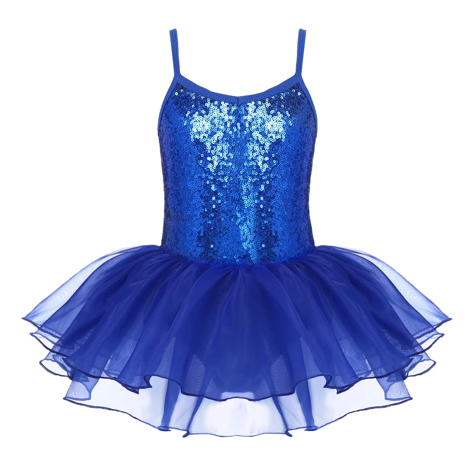 Oudiya Little Girls Tutu Ballet Leotard Sequin Sparkly Strap Dress Ballerina Outfit Dance Costume for Kids 3-11Y