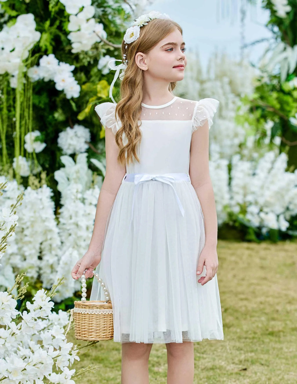 Oudiya Toddler Girls Tutu Dress Summer Contrast Mesh Party Dresses Cute Princess Tulle Sundress with Belt 2-8Y