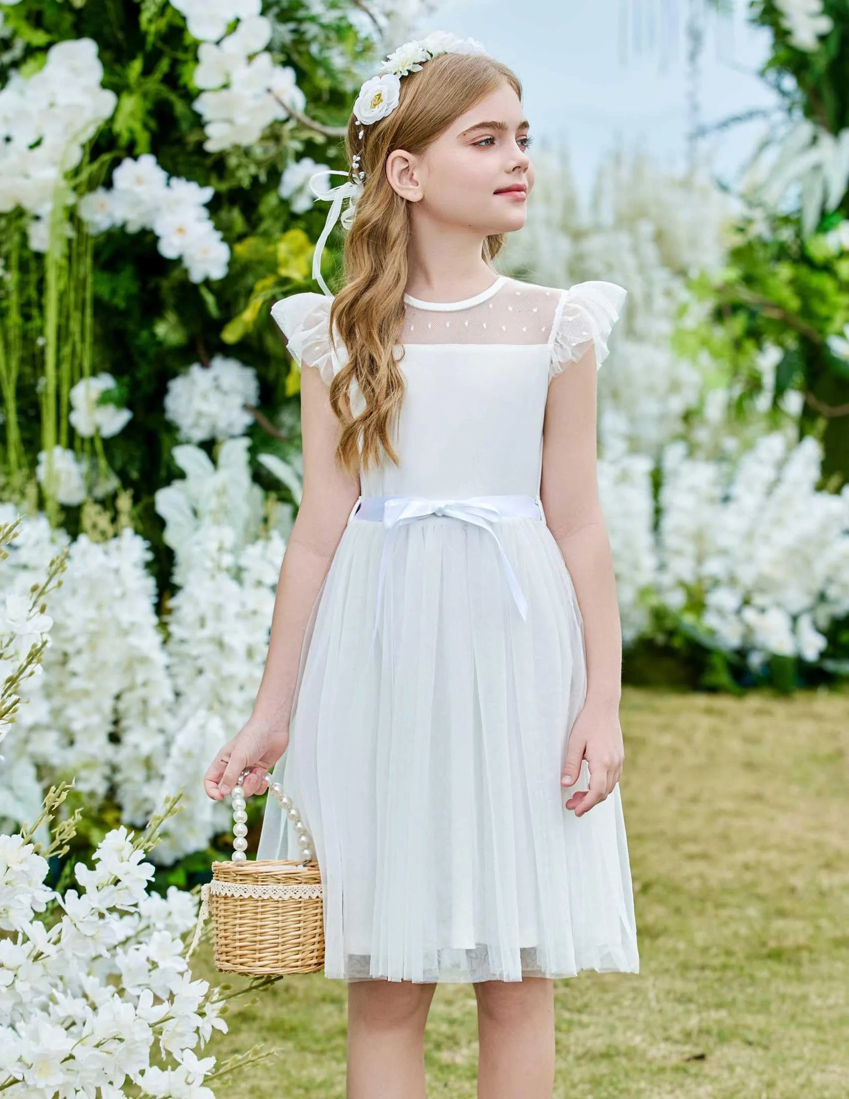 Oudiya Toddler Girls Tutu Dress Summer Contrast Mesh Party Dresses Cute Princess Tulle Sundress with Belt 2-8Y