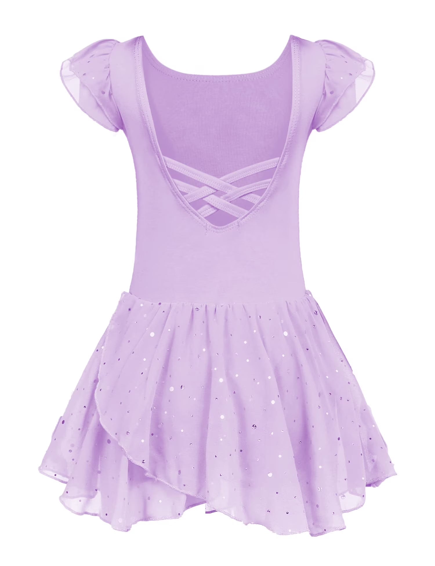 Oudiya Girls Ruffle Sleeve Ballet Dance Dress Tutu Skirted Leotard, 3-11Y